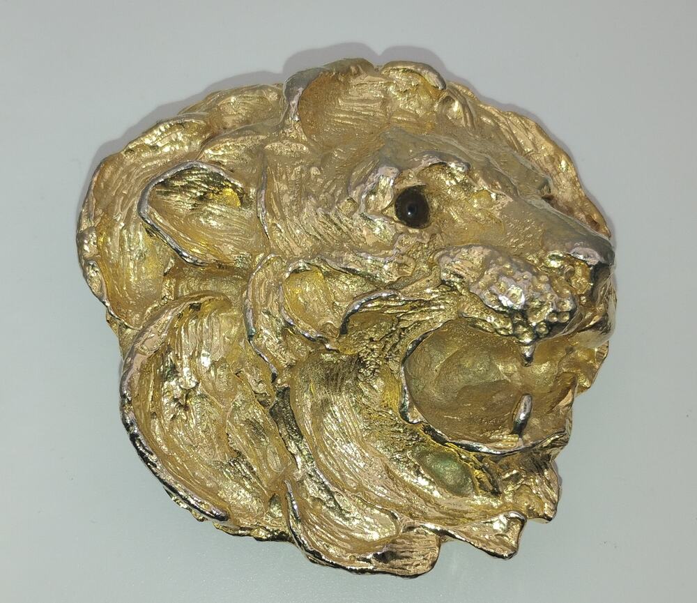 Vintage Mimi di N 1984 Lion Head Belt Buckle Signed Designer 3.5" x 3.5" Rare